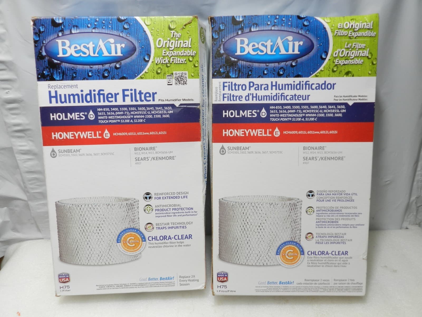 2 - Best Air Humidifier Filter, Model H75 Holmes BionAire Honeywell Sunbeam H10K