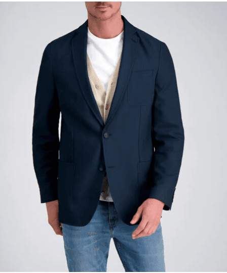 Haggar Mens Smart Wash Birdseye Sport Coat Jacket Blazer Dark Navy (Q92K)