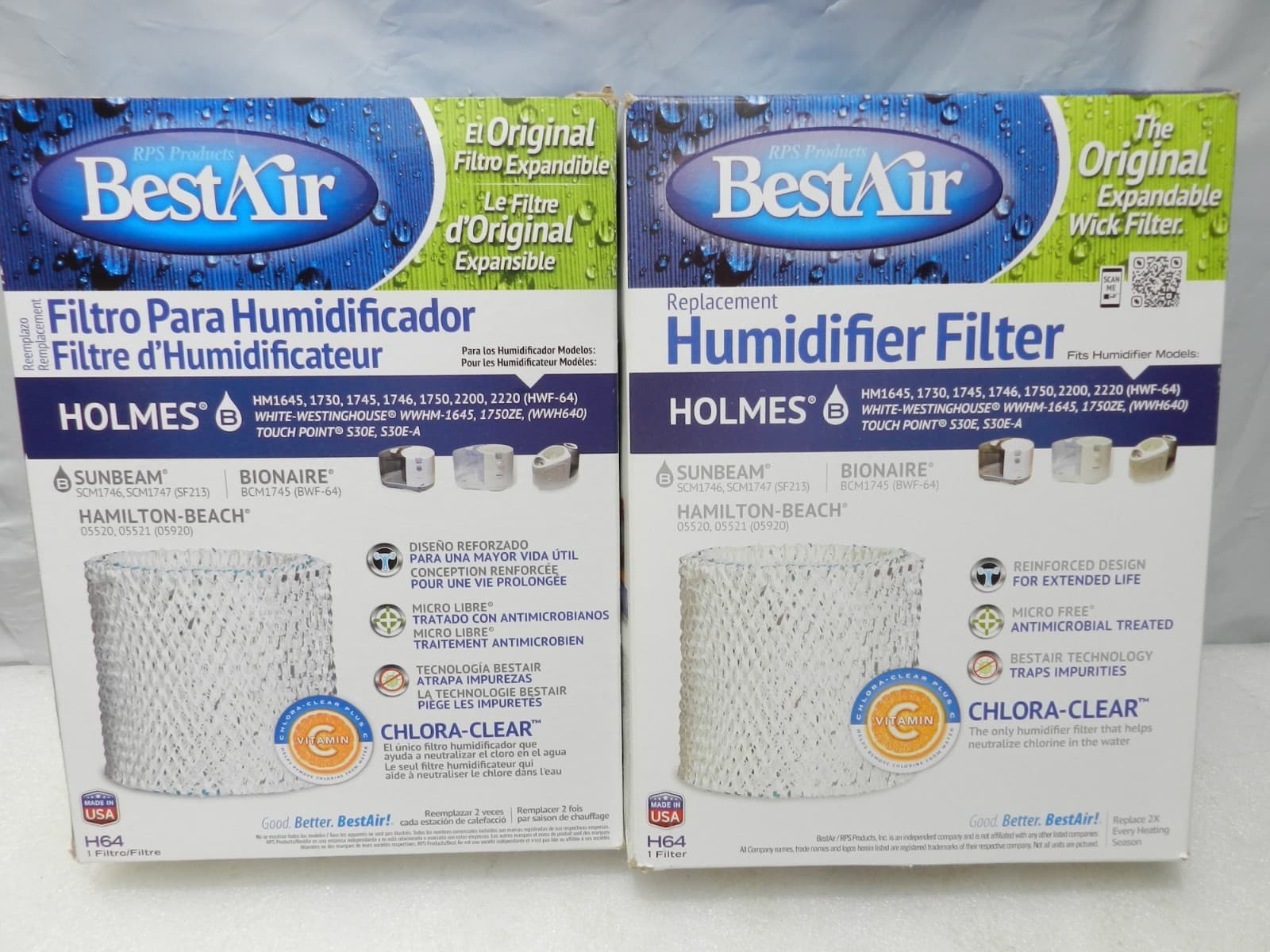 2 Pack New BestAir Replacement Expandable Wick Humidifier Filter H64 (I11K)