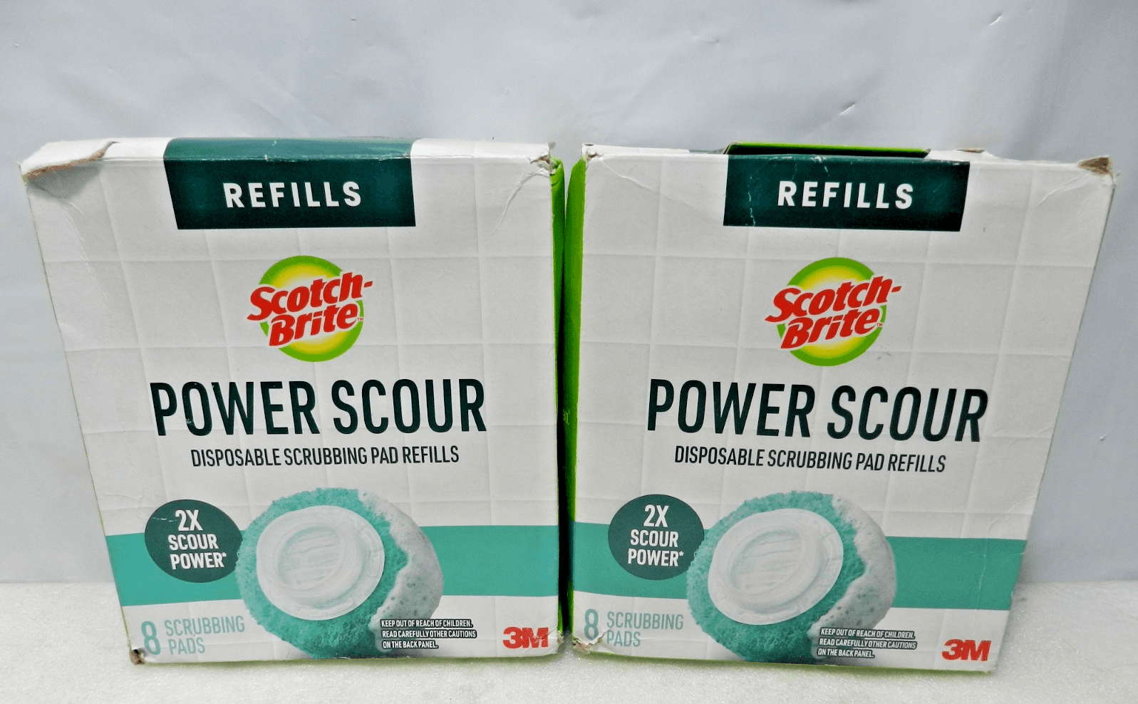 2 - 3M Scotch Brite Power Scour Disposable Scrubbing Pad Refills 8 Packs (L80K)