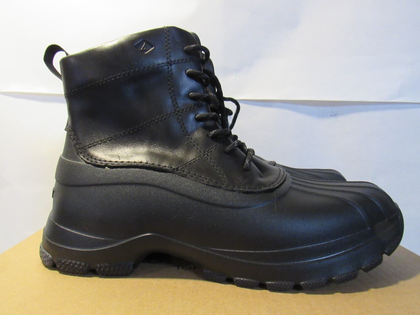 Sperry Mens Duck Float Lace Up Rain Snow Boot Black Size 8M W6K