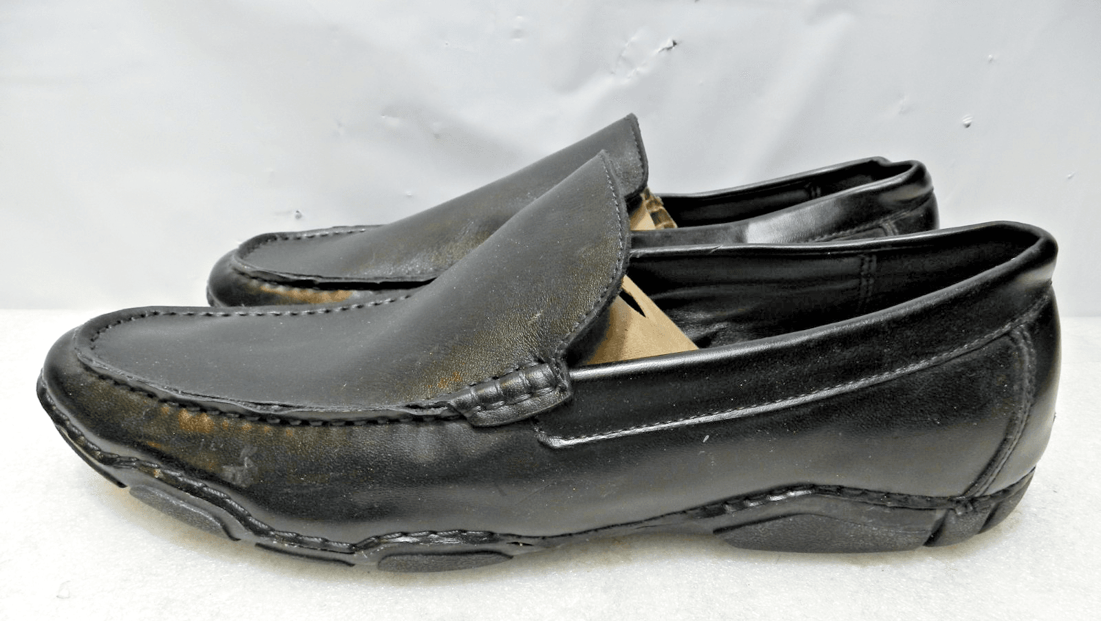 Kenneth Cole Reaction De-Tour Black Leather Slip On Loafers Mens 10 M (L81K)