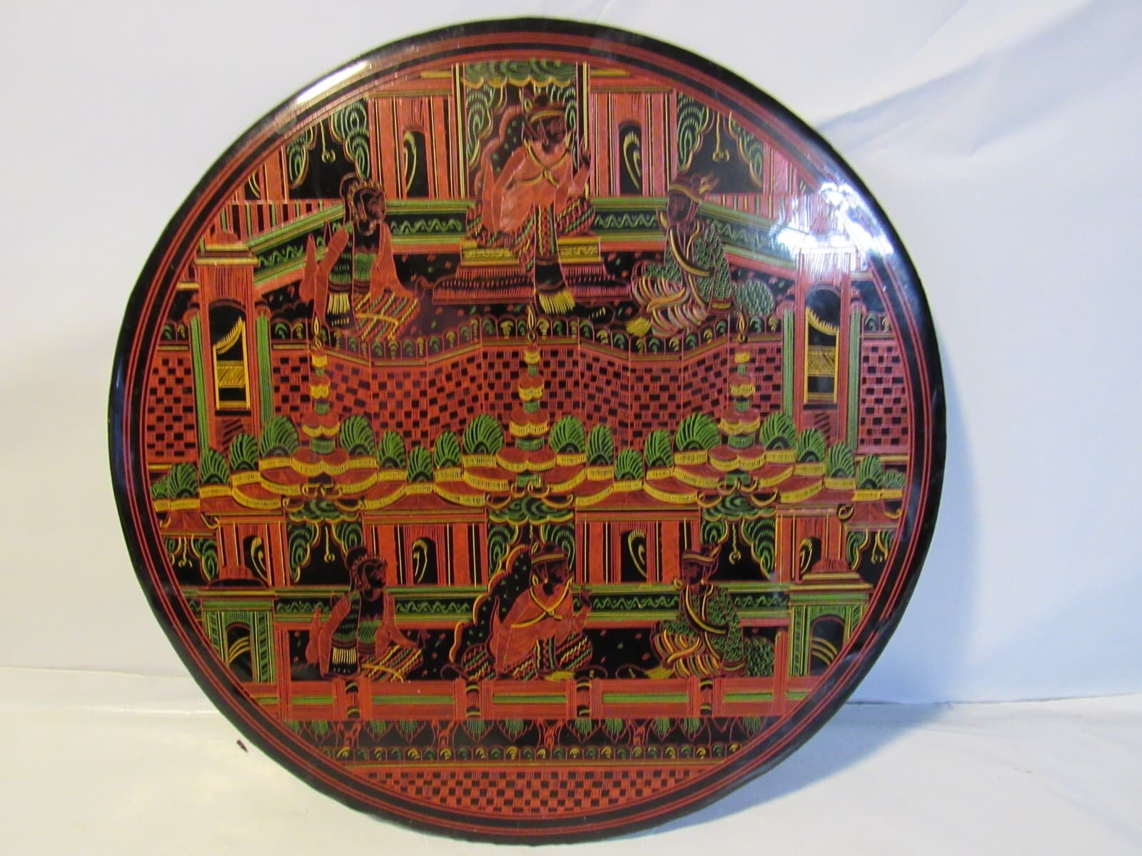 Betel Nut Burmese Cinnabar Box Lid Inner Panel Only 8" X85S