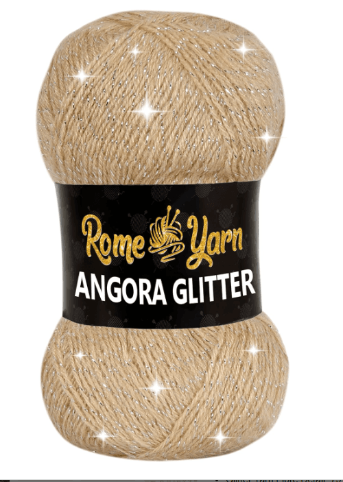 Angora Glitter 100g 75% Acrylic 20% Wool 5% Metallic Poly Yarn 837 Beige (L85K)