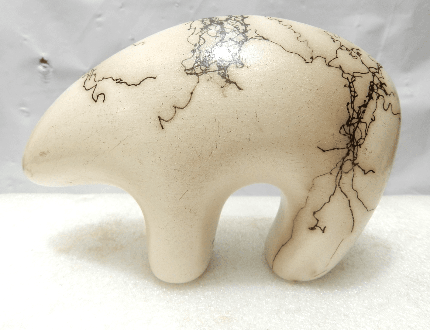 Native American Pottery Horse Hair Bear Sculpture by Vail (Signed) (I15JK)