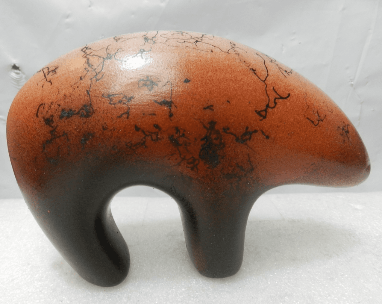 Native American Pottery Horse Hair Bear Sculpture by Vail (I16JK)
