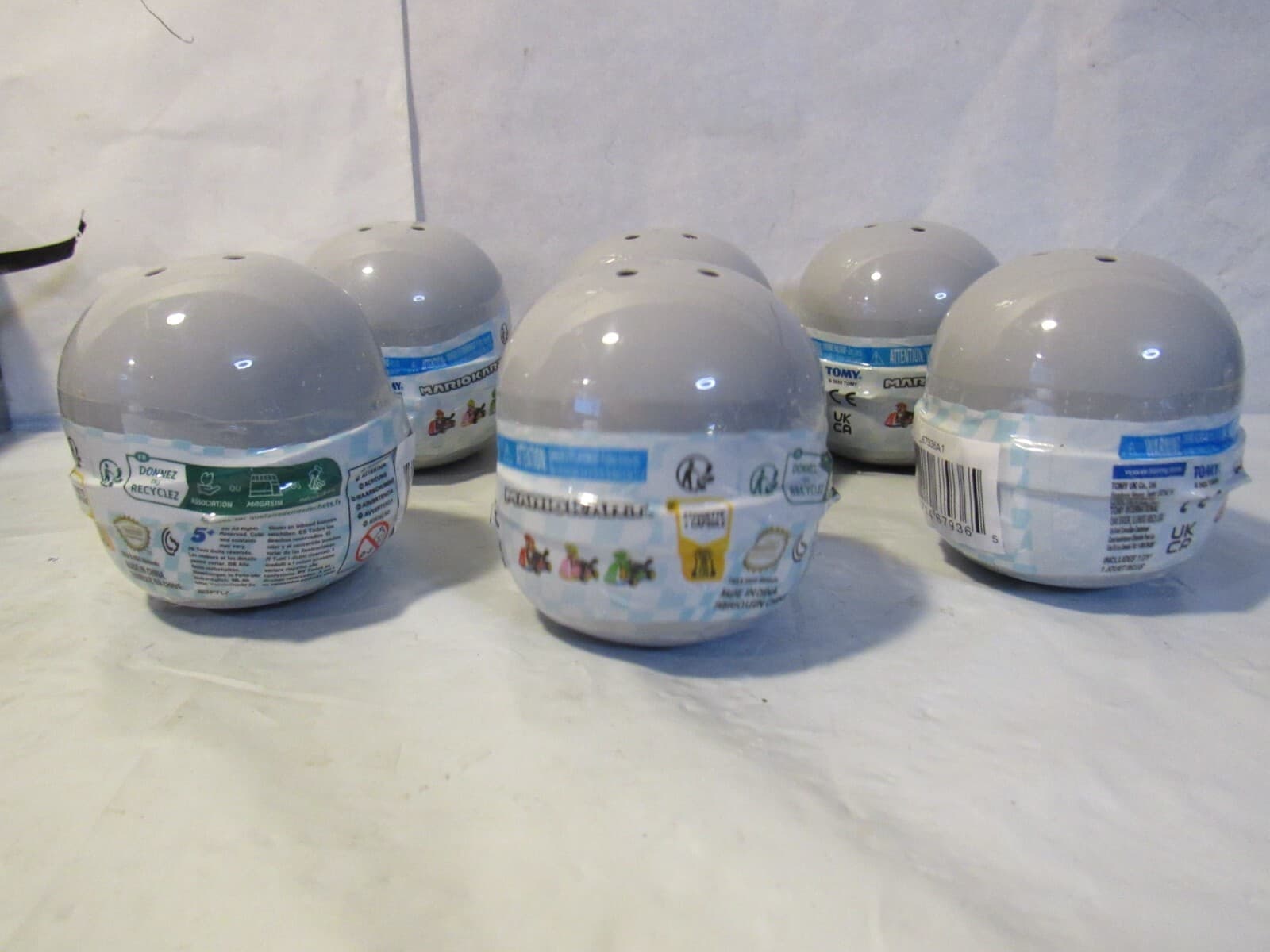 Lot Of 6 TOMY Nintendo Mario Kart Pull Back Racers Sealed Capsule B19K
