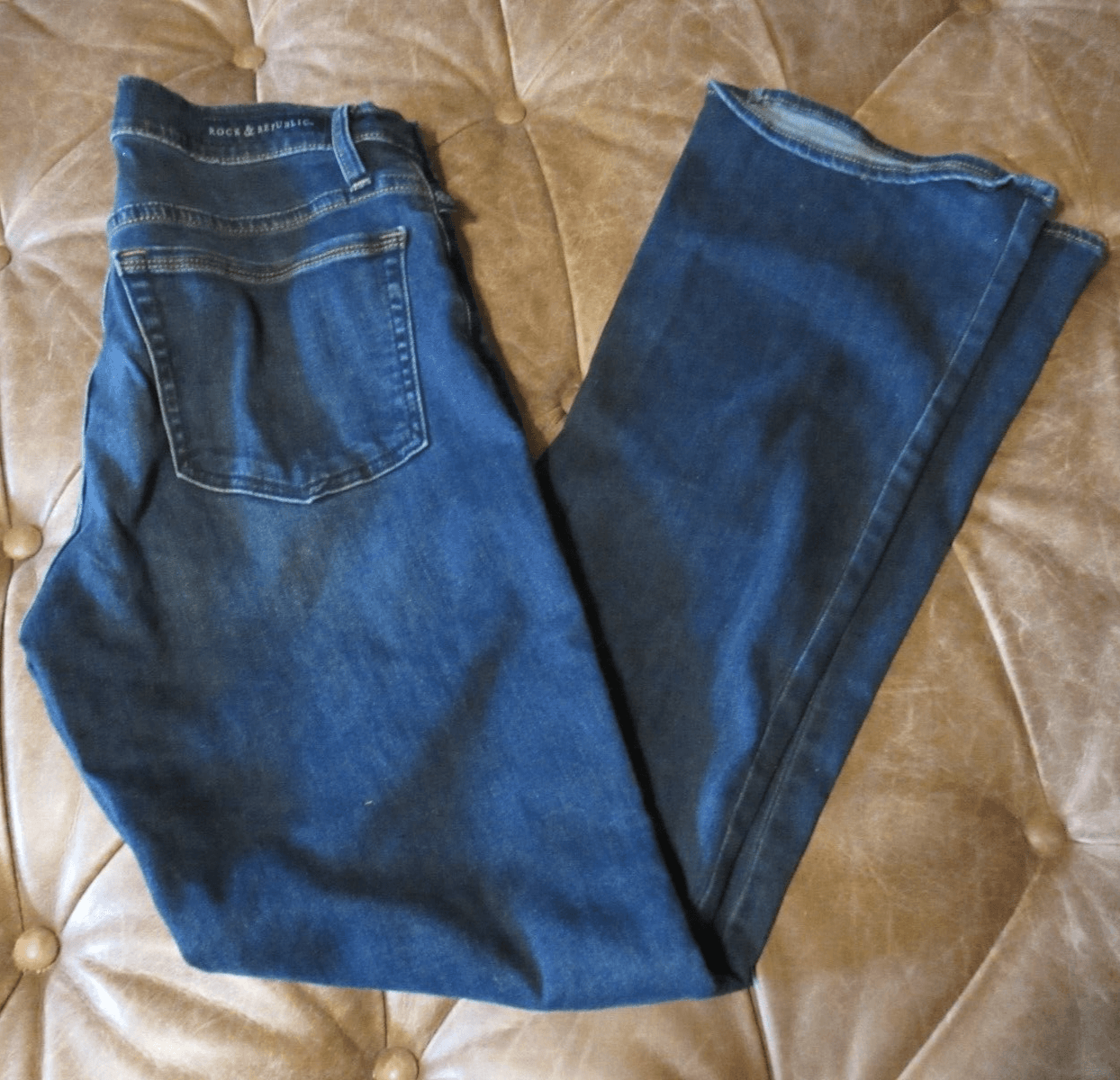 Rock Republic Kasandra Bootcut Dark Wash Distressed Mid Rise Jean Size 12 (P10M)