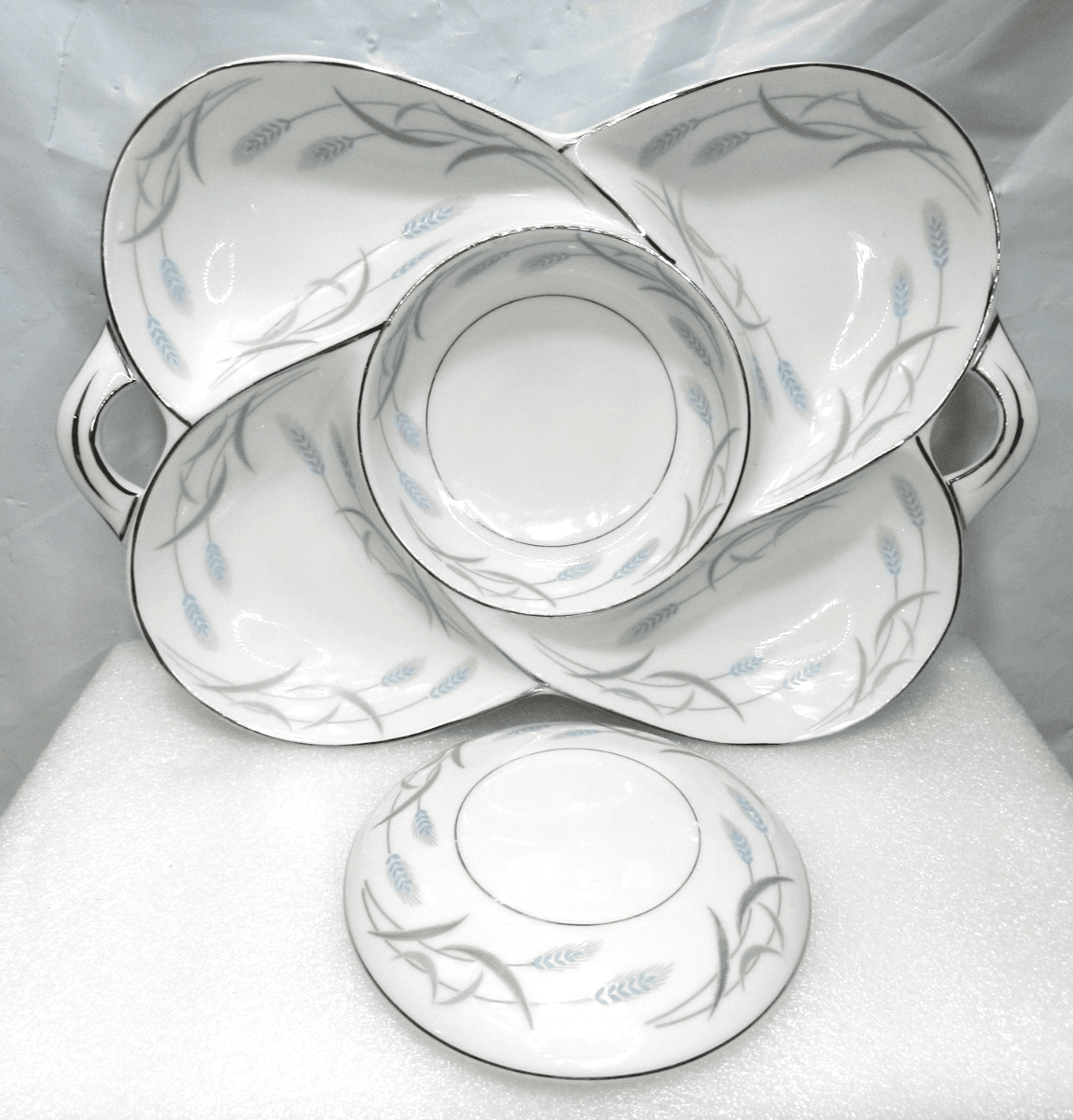 Valmont China Japan Royal Wheat 5 Section Divided Relish Tray Dish w/ Lid (K18J)