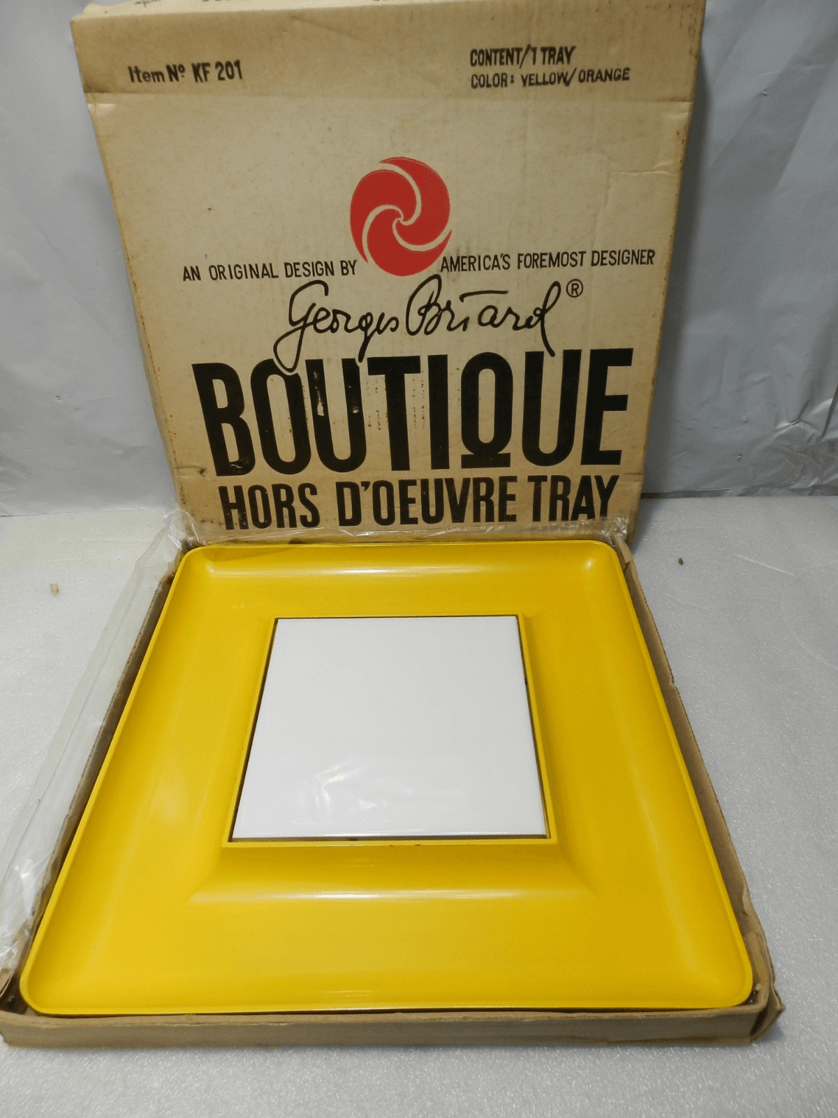 Georges Briard Serving Hors D'oeuvre Tray Yellow Orange Boutique Vintage MCM C8J