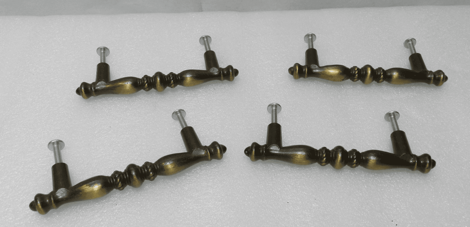4 Vintage Amerock 176-1 Brass Handle Pulls Cabinet Drawer Hardware 1970's (E13J