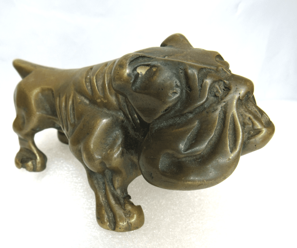 Vintage JB Solid Brass English Bulldog Figurine Paperweight Ornament 1970s I33S
