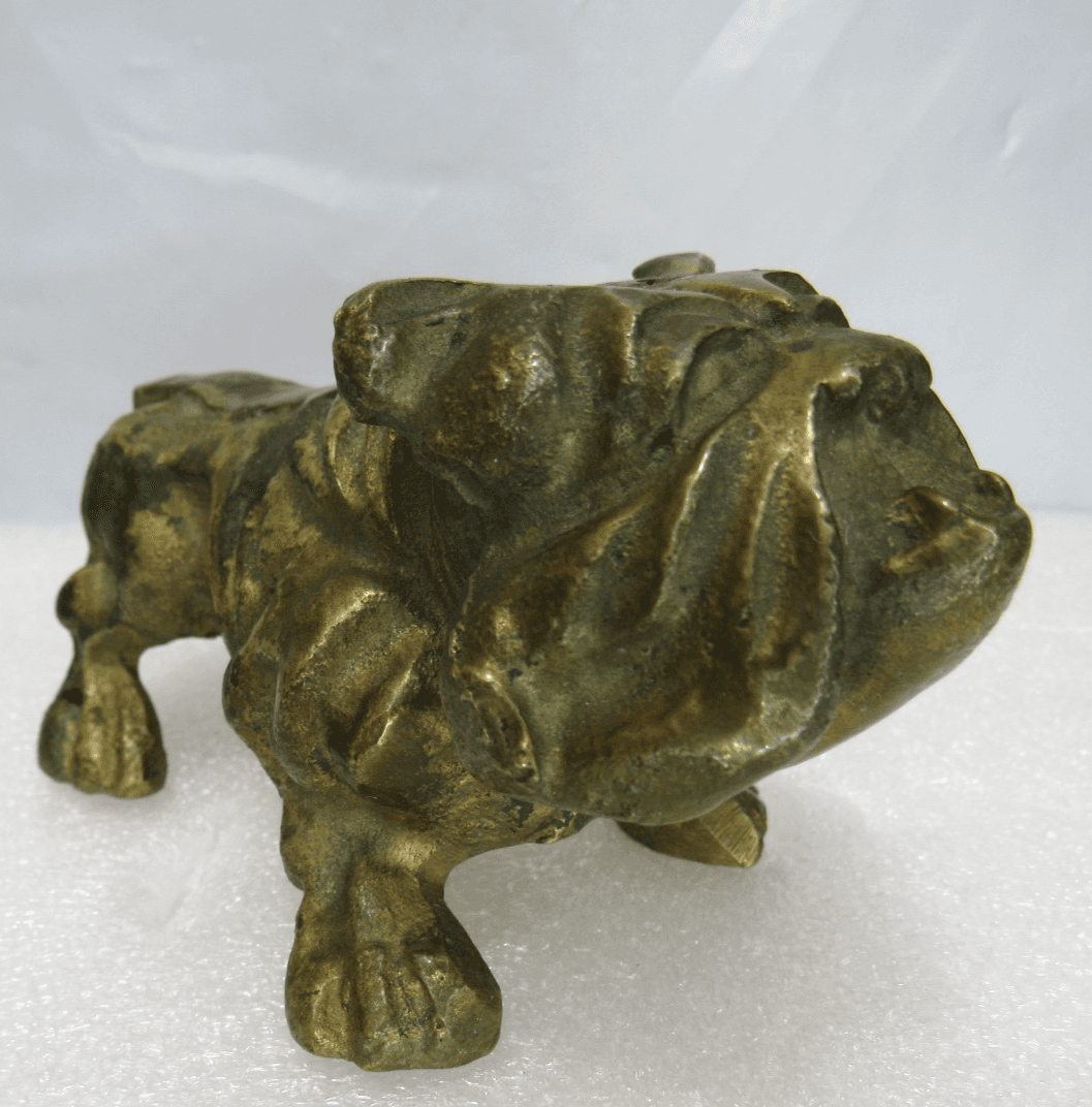 Vintage JB Solid Brass English Bulldog Figurine Paperweight Ornament 1970s I32S