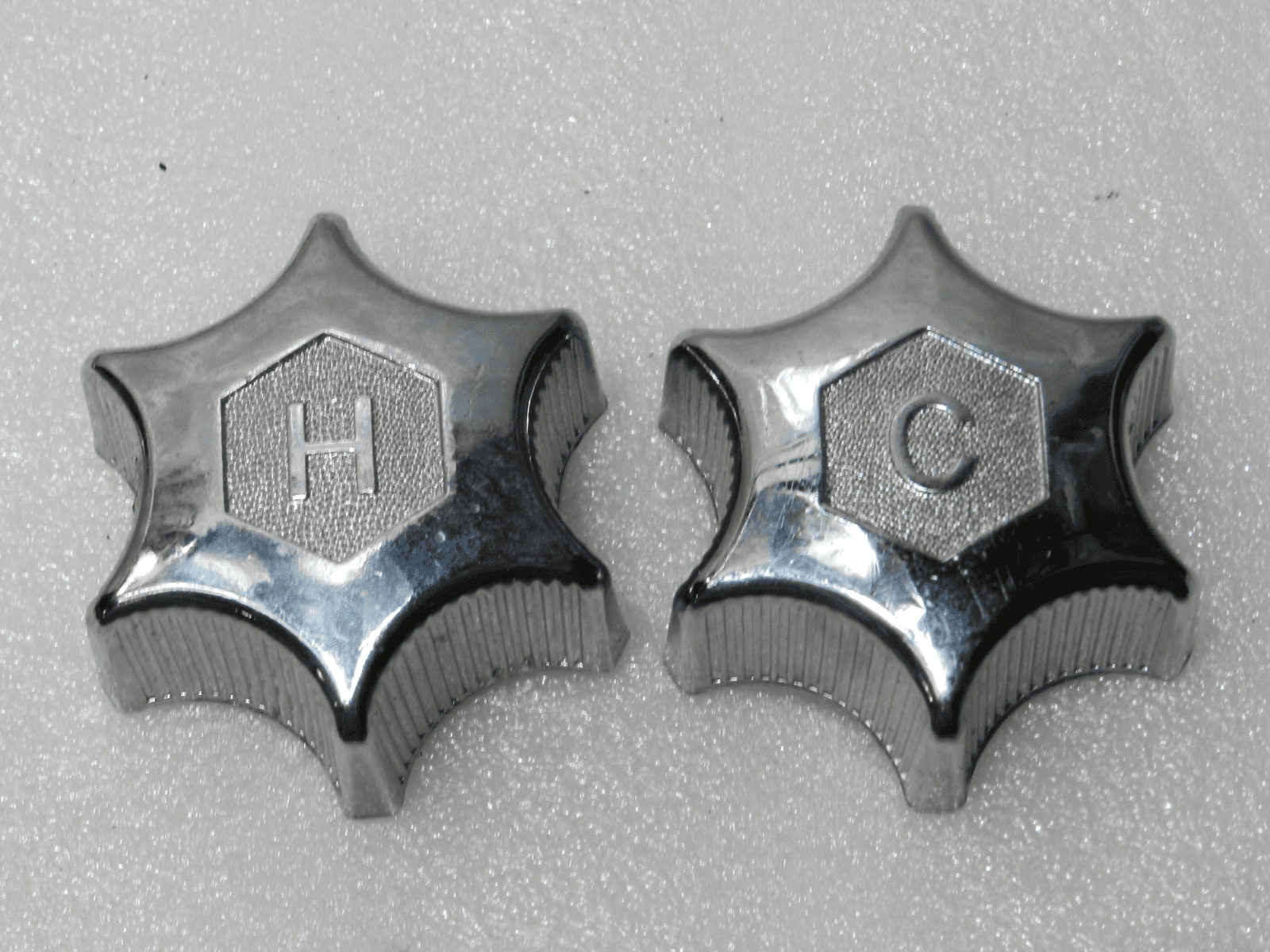 Vintage Melard Chrome Old School Sink Knobs Hot/Cold Set (E19J)