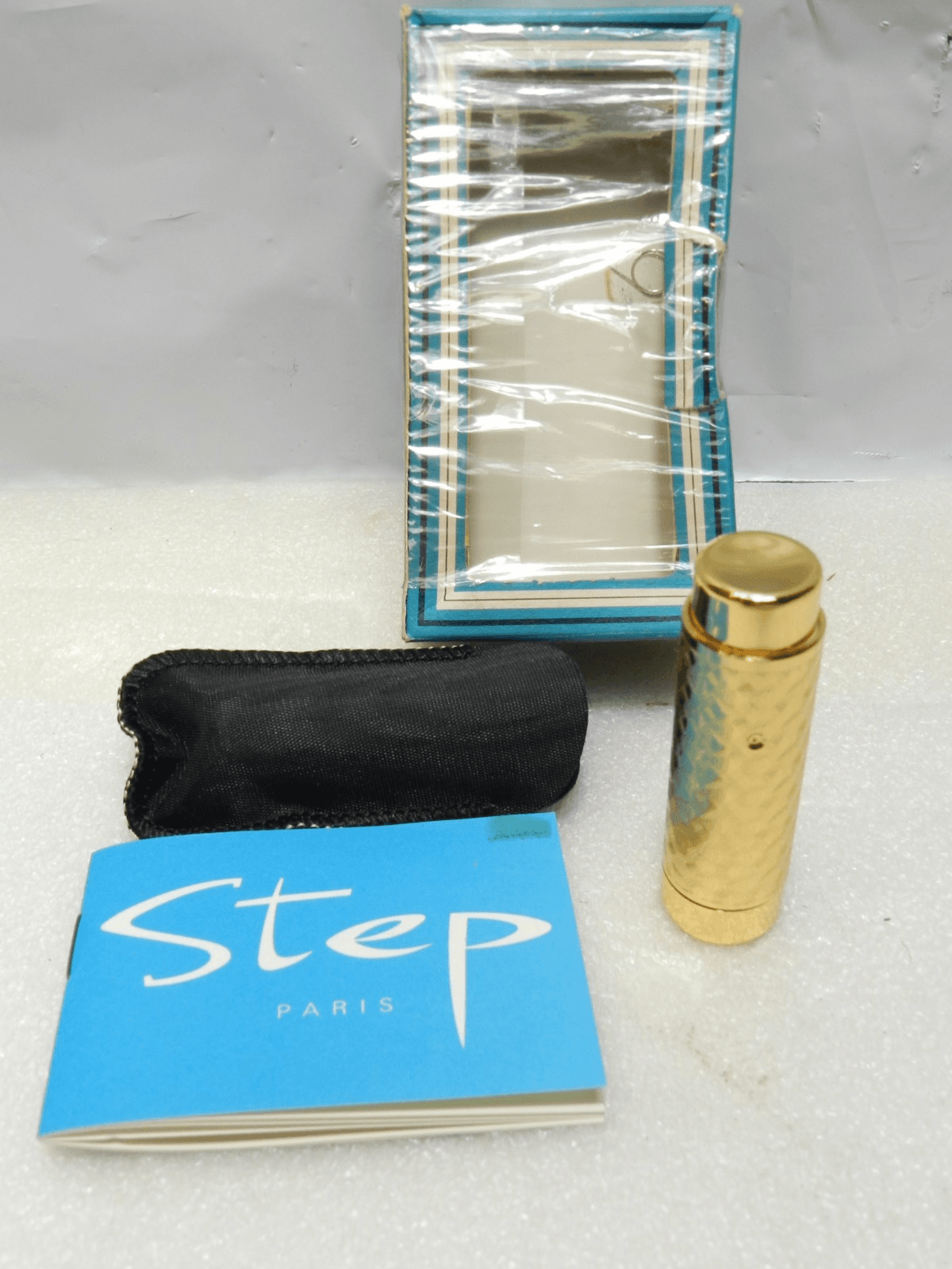 VTG Paris France Step Refillable Metal Perfume Bottle Gold Tone w/Box C17J