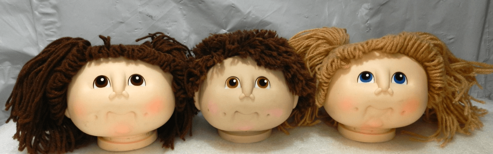 3 Cabbage Patch Doll Heads 1984 Heads Only 2 Girls 1 Boy Unused Doll Making K30J