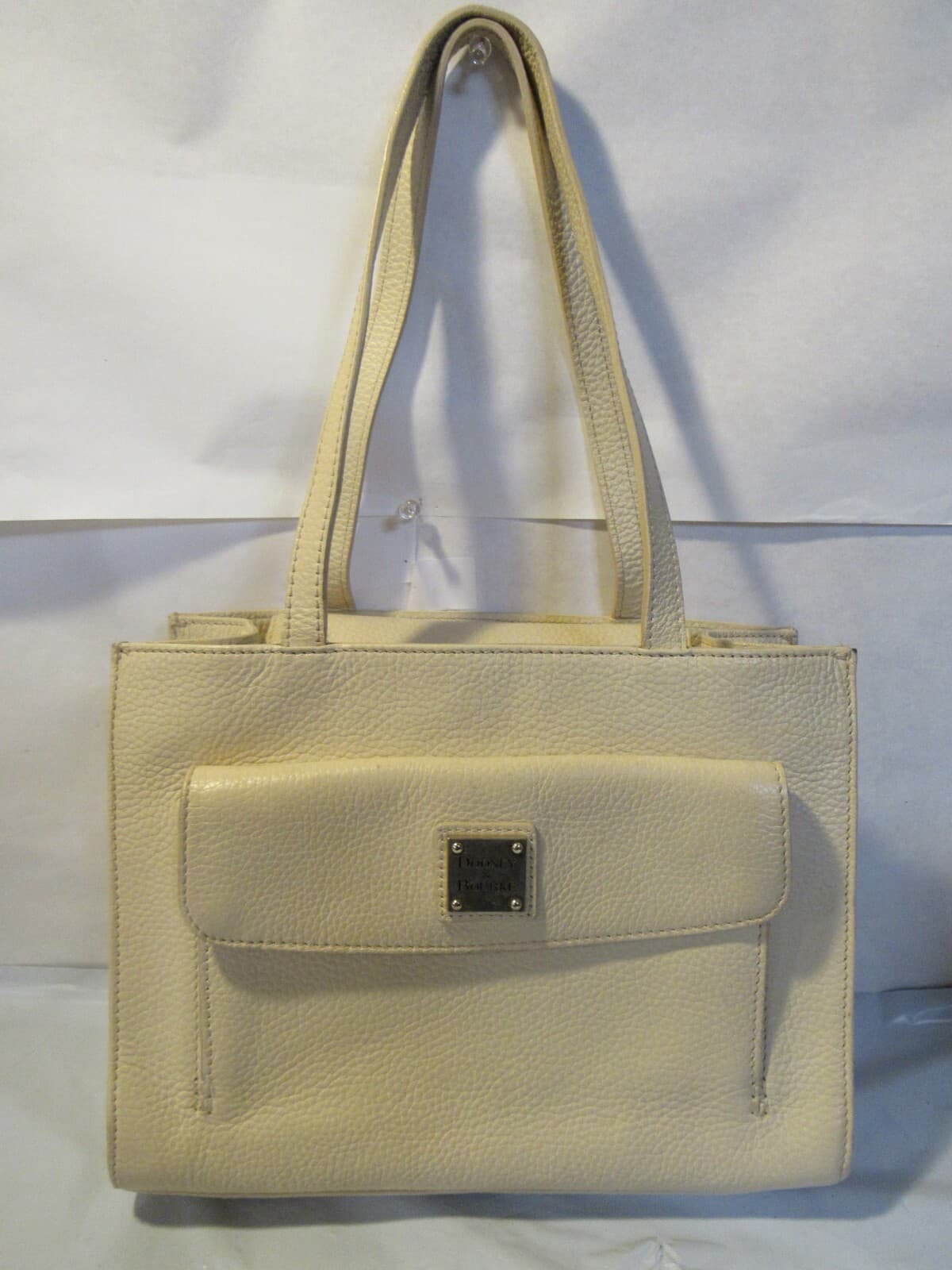 Dooney & Bourke Pebble Grain Handbag Tote Cream Double Strap V20K