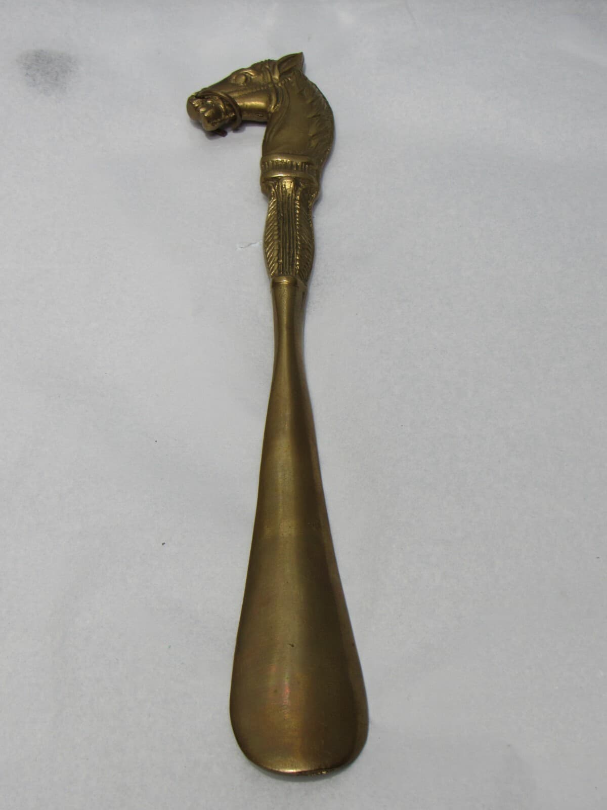 Vintage Brass Valet Accessory Shoehorn Horse Head 10" Long Equestrian (N31M)