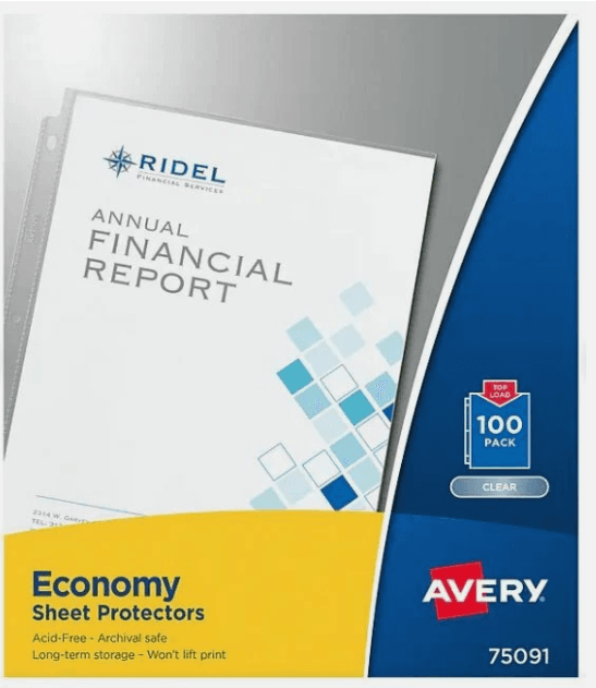Avery Economy Sheet Protectors 8.5" x 11" Clear, Acid-Free 100/Box (75091) (M4K)