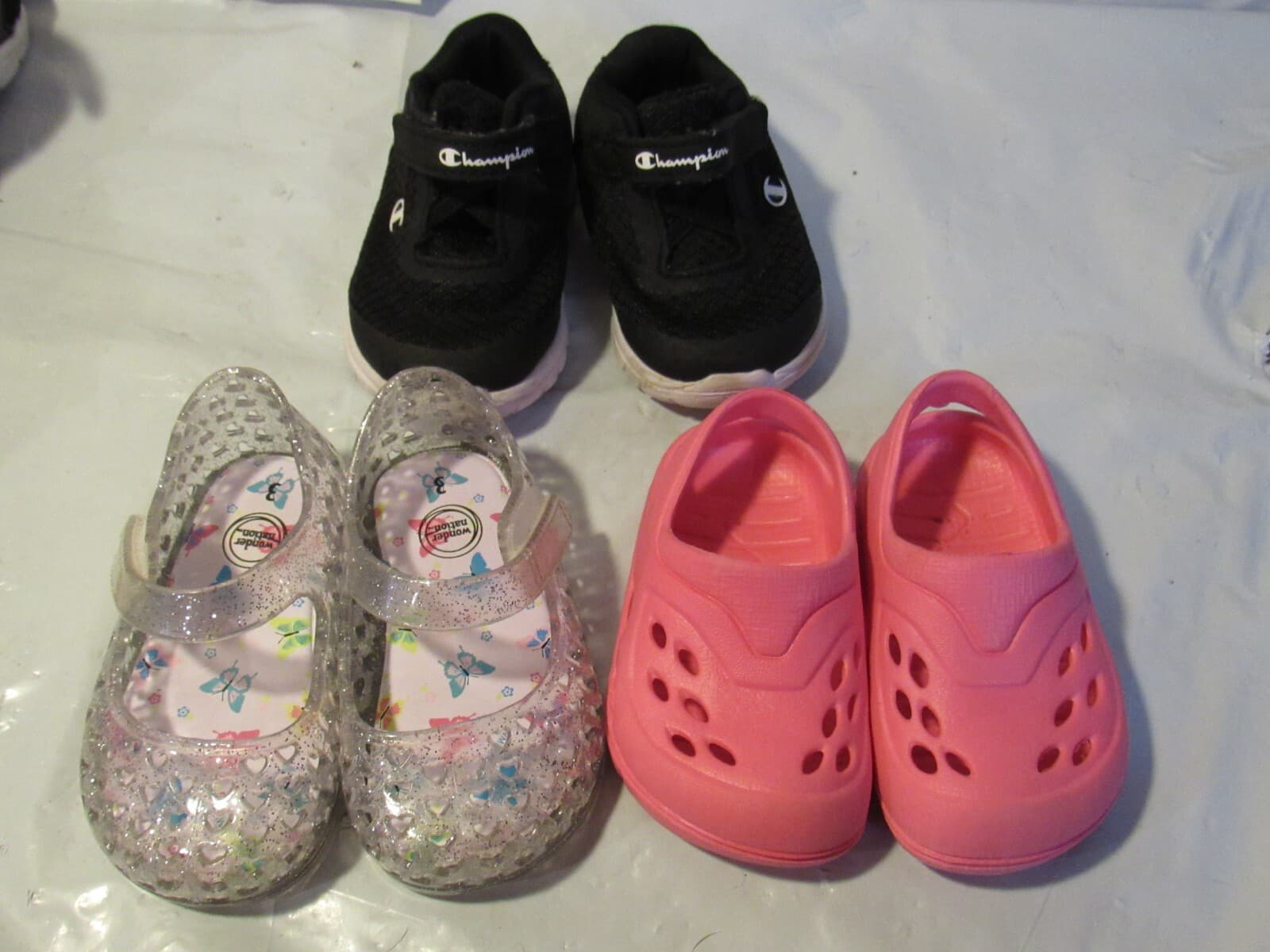 3 Pair Toddler Girls Shoes Champion Wonder Nation Sandals Size 3 B33M