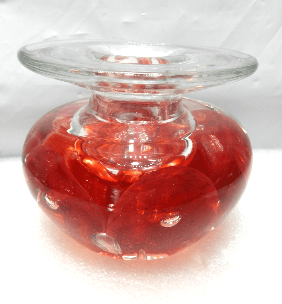 Vintage Signed Zimmerman Hand Blown Glass Bud Vase / Candle Holder 95' (I52S)