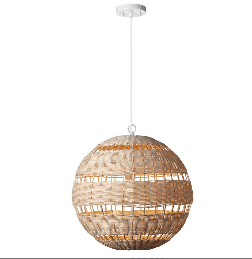 Globe Electric 61015 1-Light White Pendant w Natural Woven Twine Shade New E11K