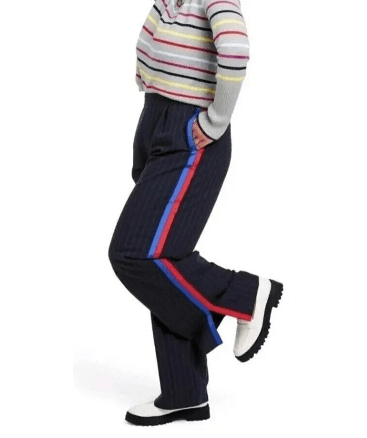 La Ligne x Target - Women Stripe Wide Blue Pinstripe Trousers Ladies E2K