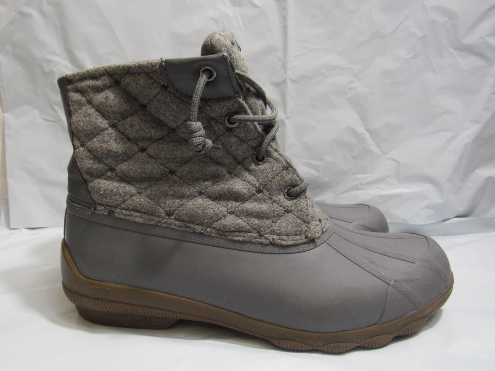 Sperry Women's Gulf Wool Quilt Duck Boot STS85656 Grey Sz 11 M L60