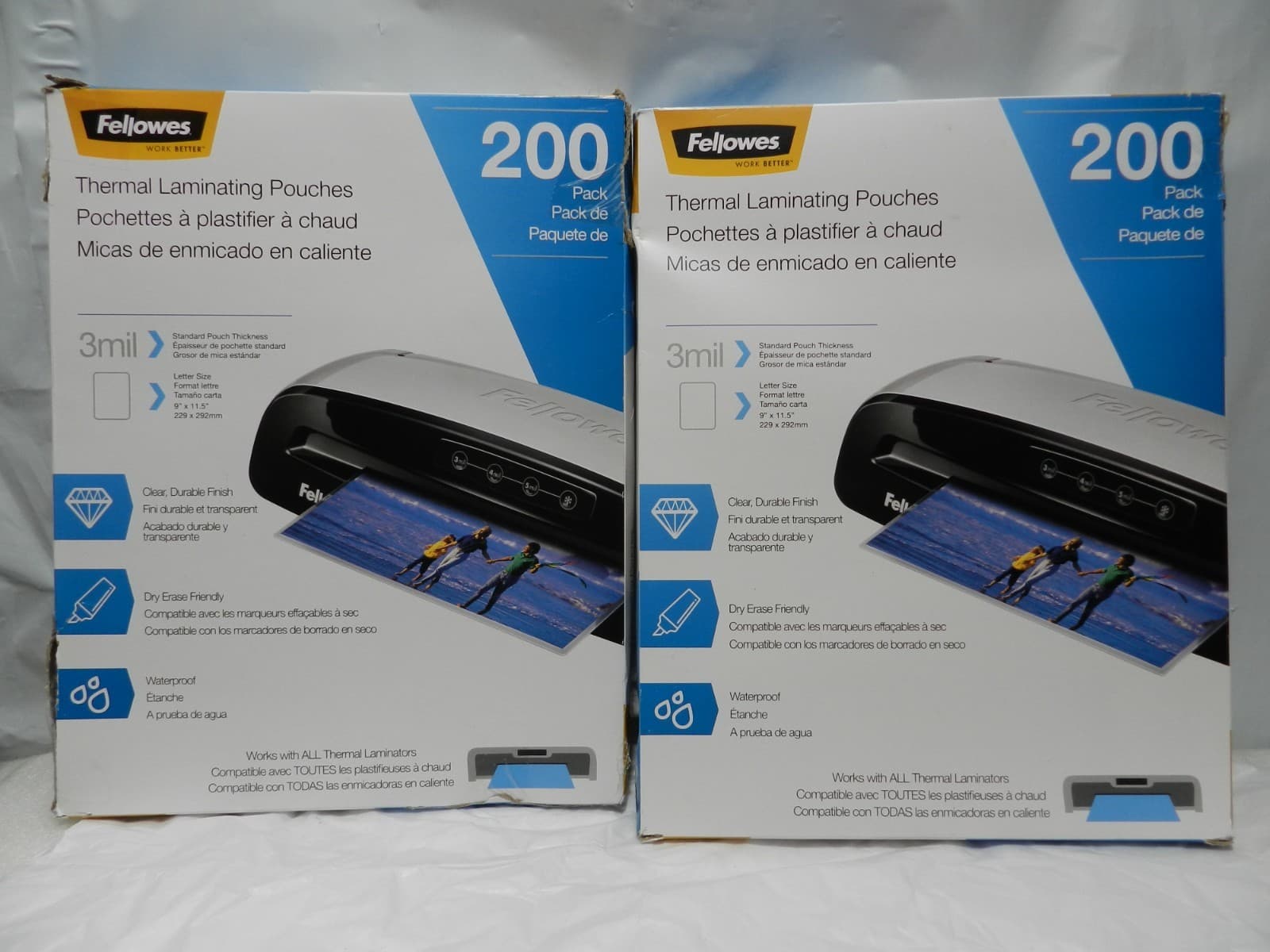 2 - Fellowes® Thermal Laminating Pouches, 3 Mil, 11 1/2" X 9", Clear (M6K)