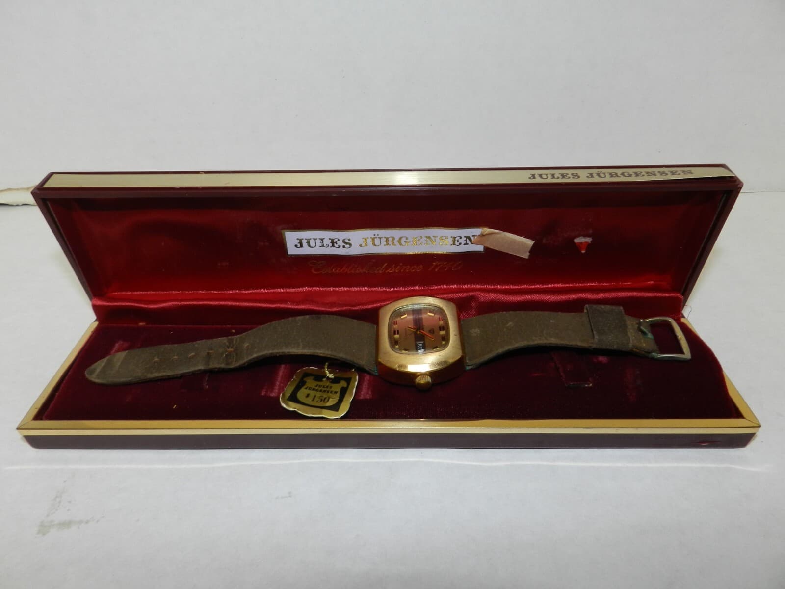 Jules Jurgensen Vintage Men's Wrist Watch RUNNING W/Case V74K