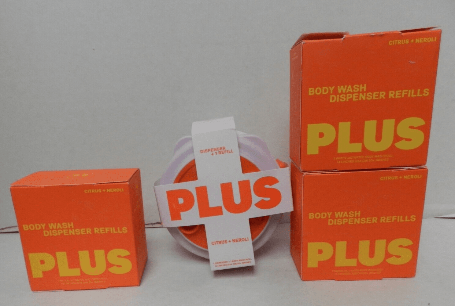 PLUS Body Wash Dispenser and + 4 extra Refill -Citrus + Neroli V79K