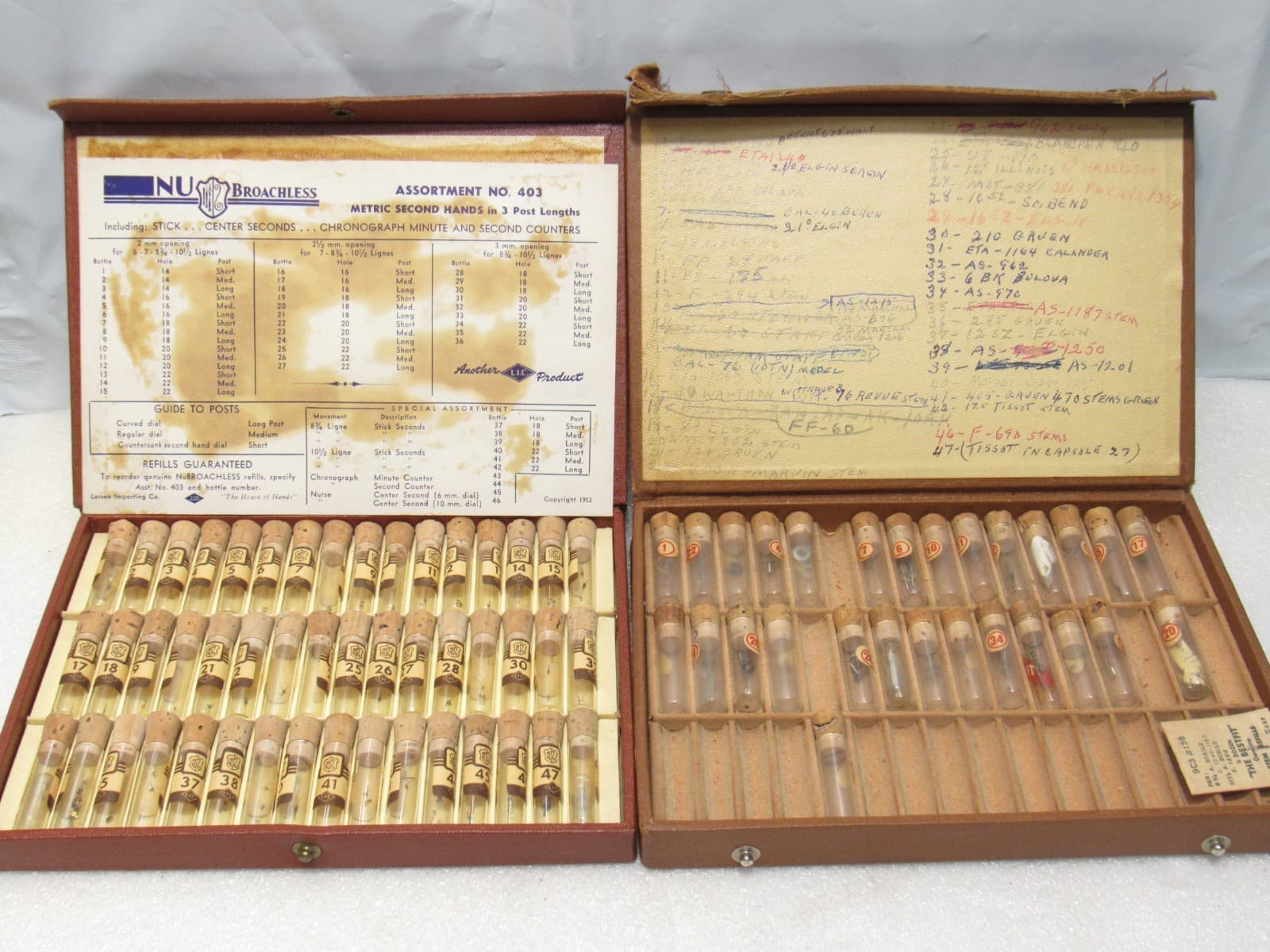 Vintage NU Broachless Asst. No. 403 Metric 2nd Hands/ 3AL. Staff Asst. No 46 A36