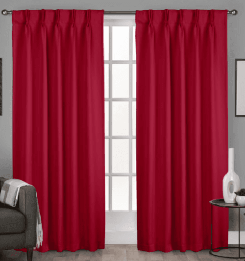 2 Soft Red Velvet Pinch Pleat Lined Curtain Panels 84”L x88”W each (E44J)