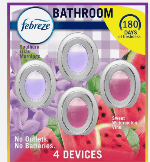 4X Febreze Odor Fighter Small Spaces 2 Watermelon 2 Lilac Air Freshers (M20K)