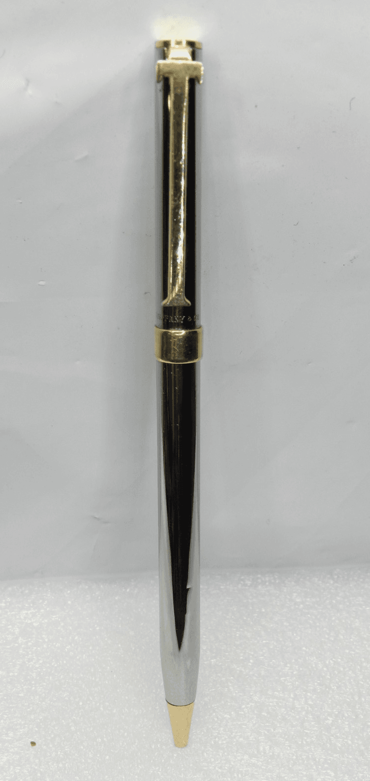 Tiffany Silver & Gold "T" Clip Ballpoint Pen (I61S)