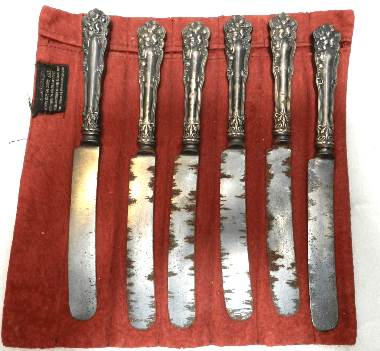 Vtg 6 WM Rogers Knife Knives Eagle Brand Silverware Wallingford Flowers I64S