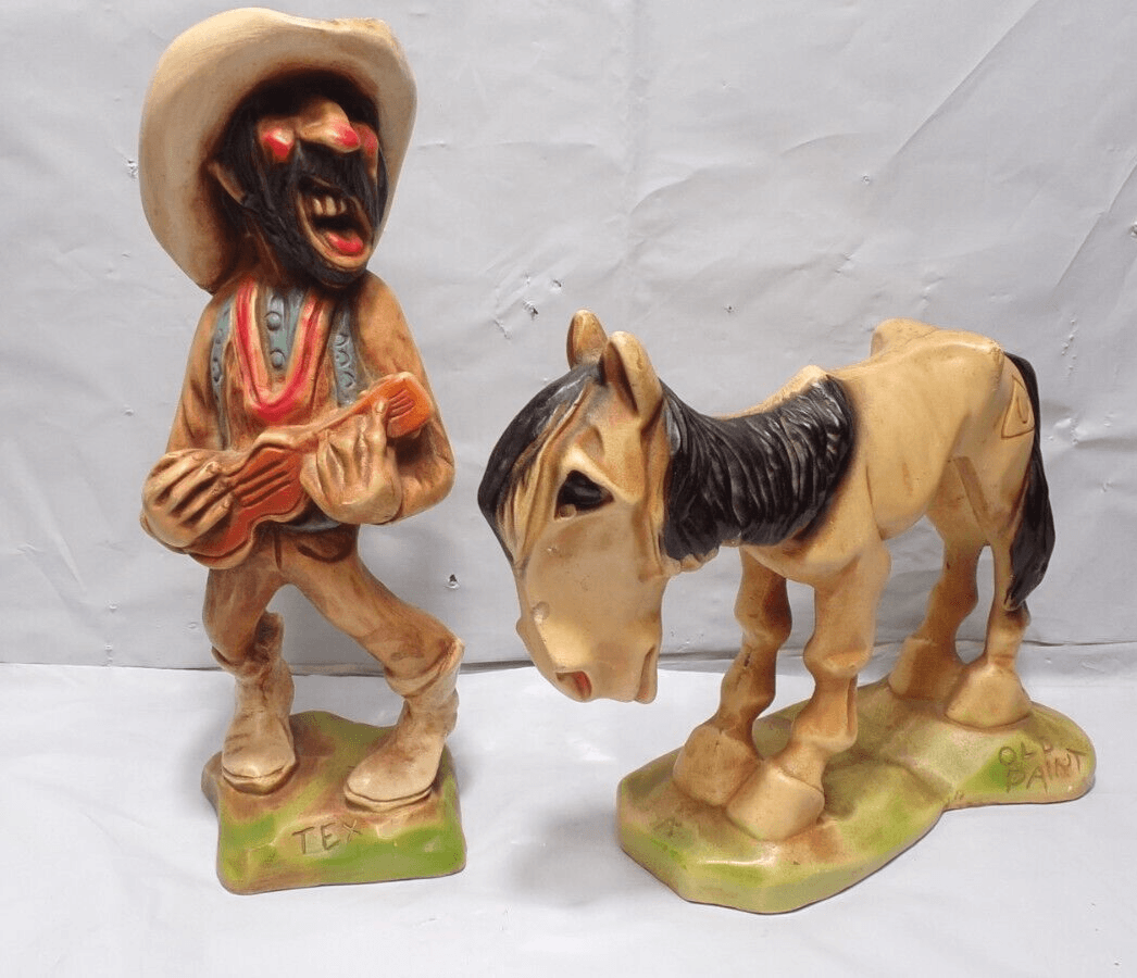 Vintage H.S. Anderson "Tex & Old Paint" Chalkwear Figures (N51J)