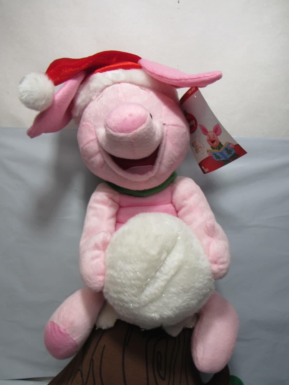 New 24" Disney Holiday Christmas Piglet On A Tree Stump Indoor Decoration (L75M)