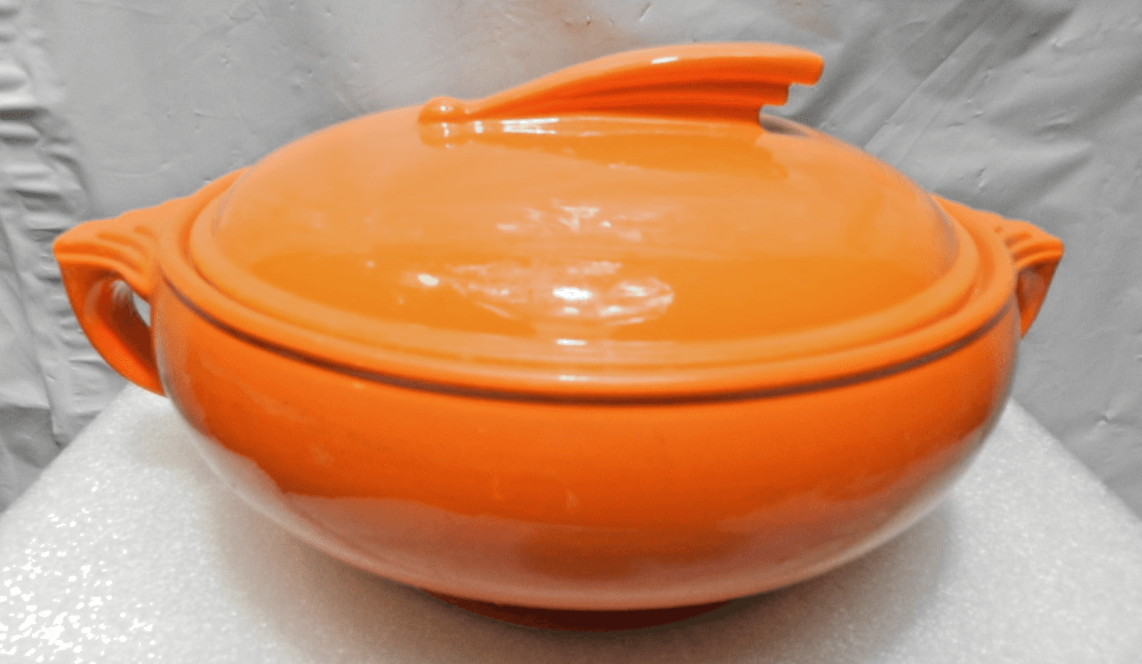 Vintage Hall's Ceramic Porcelain Casserole - Sun Dial - Orange - 11"W x 5"H H18S
