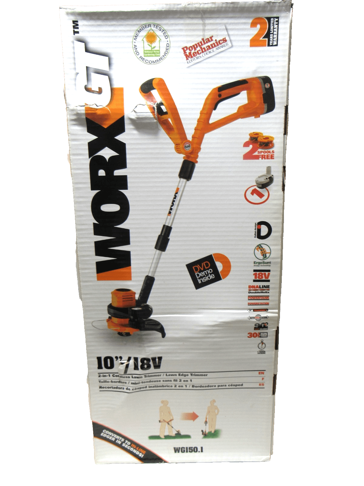 Worx GT (10") 18-Volt NiCad Cordless 2-in-1 Grass Trimmer & Edger WG150.1 (X92J)