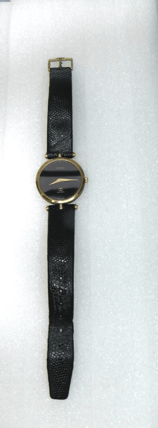 Vintage Mens GUCCI 2000M Black Dial Enamel Swiss Quartz Wristwatch (I92J)