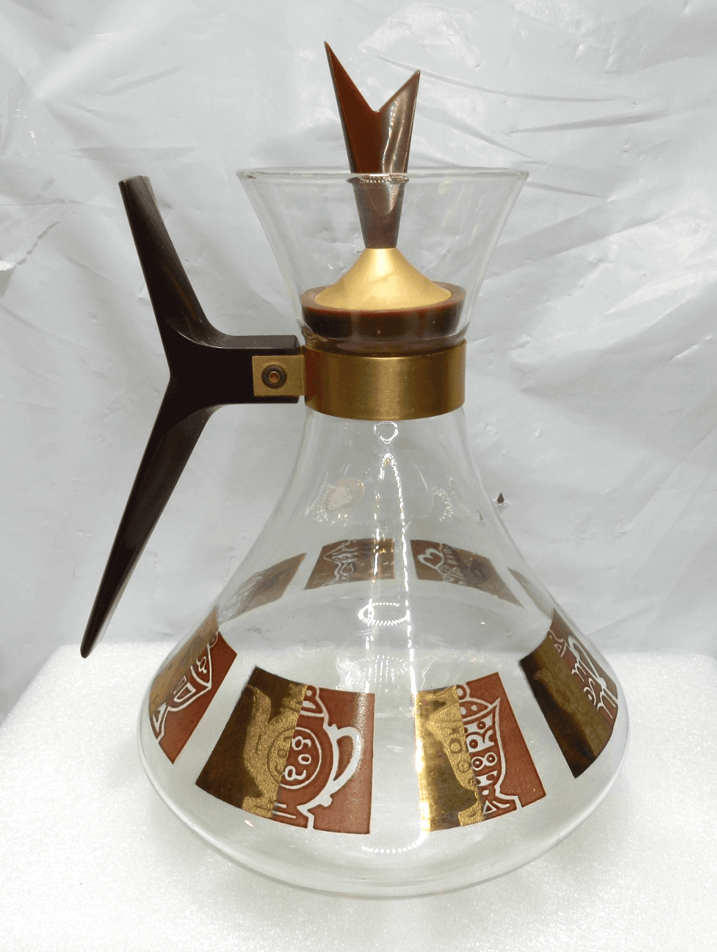 Vintage Retro MCM Inland Glass Atomic Starburst Coffee Carafe 60s (H23S)