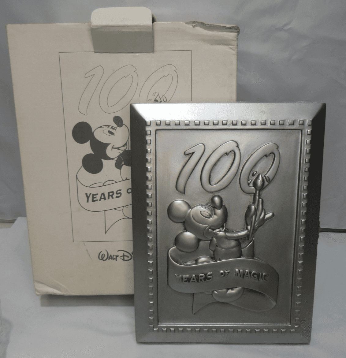 Disney Pewter Picture Frame 100 Years of Magic Mickey Case w/Pin 4x6 (T50JJ)