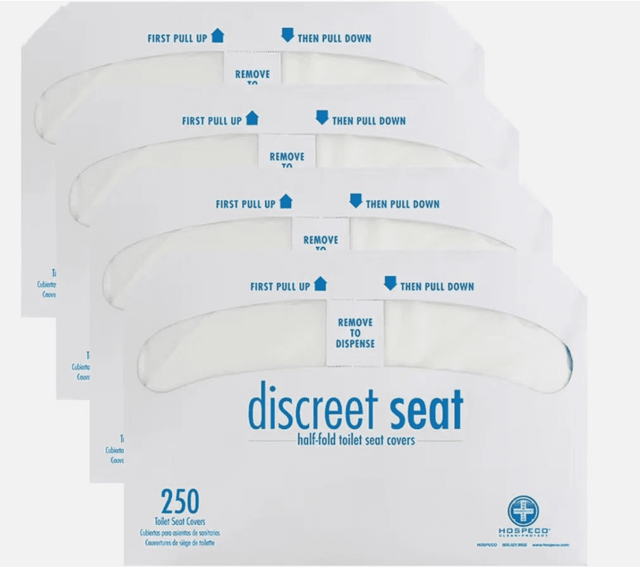 Hospeco Flushable Toilet Seat Covers - 1000 Pcs, 4 Packs of 250 -Disposable M43K