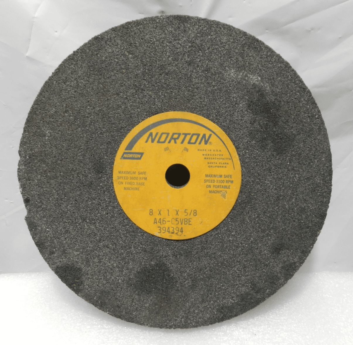 Norton 8"x1"x5/8" 32A36 Grinding Wheel New Old Stock A46-C5VBE 3600 RPM #H32J