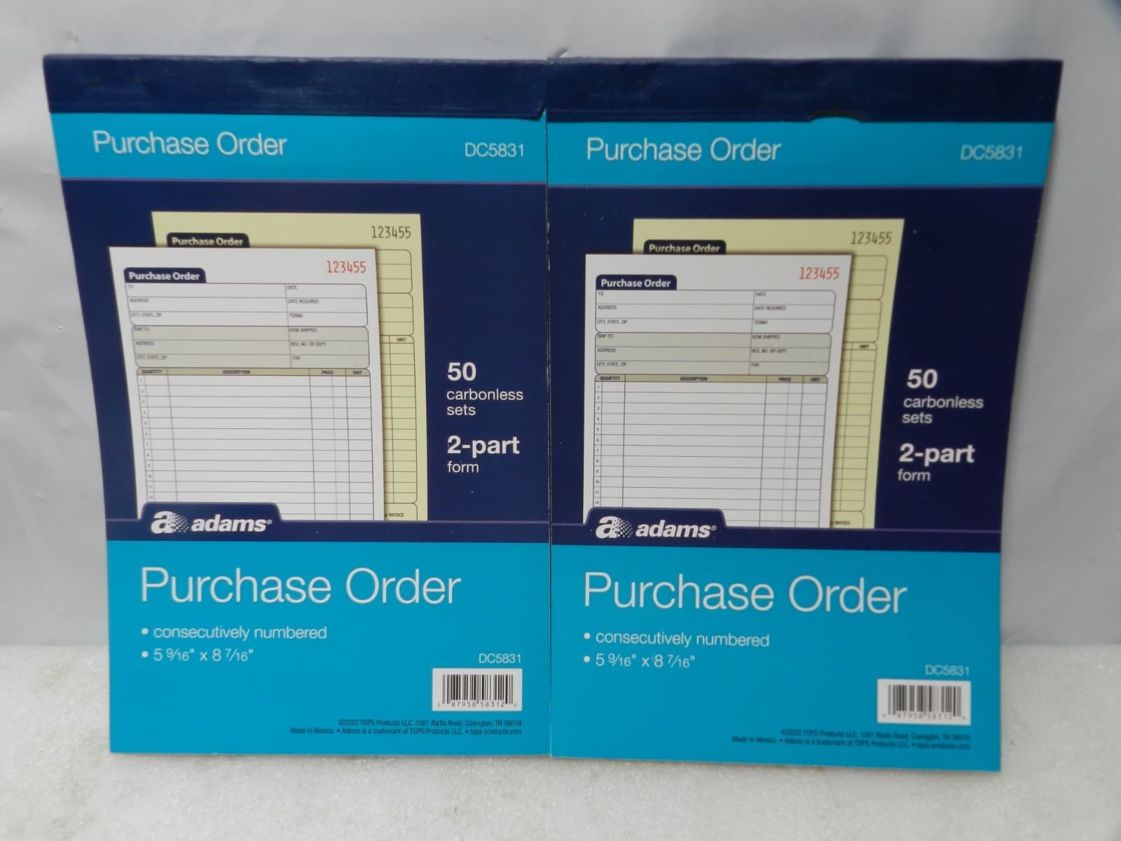 2 Adams Purchase Order Book, 2-Part Carbonless, 8.38" x 10.69" DC5831 (M48K)