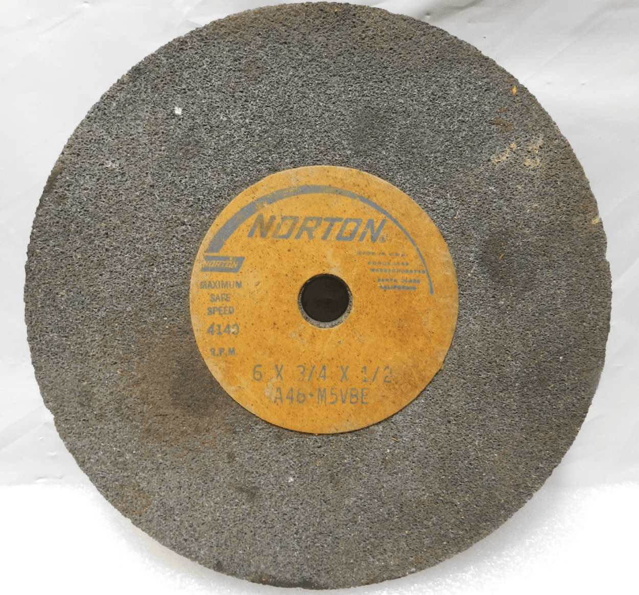 Norton 6"x3/4"x1/2" Grinding Wheel New Old Stock A46-M5VBE 4140 RPM #H33J