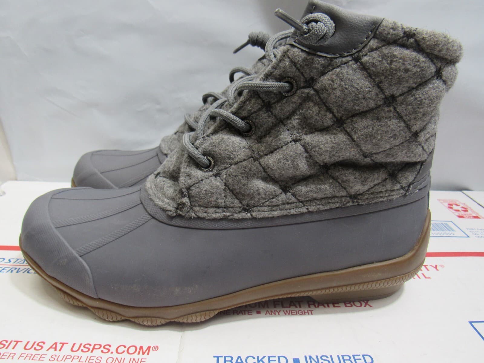 Sperry Women's Gulf Wool Quilt Duck Boot STS85656 Grey Sz 7.5 M (L9)