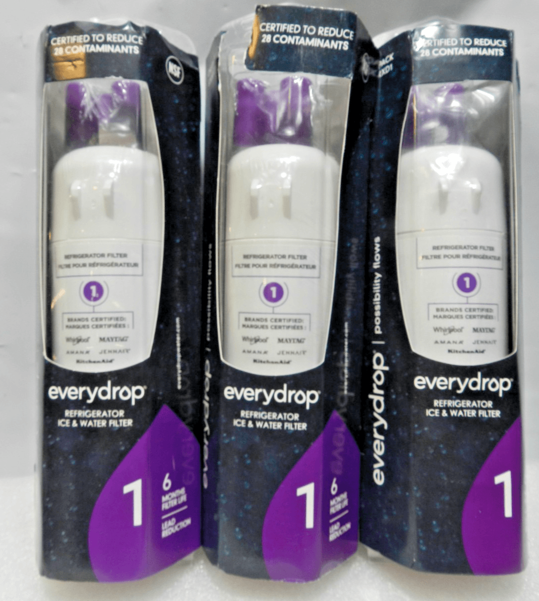 3 PACK ΕDR1RXD1 Refrigerator Water Filters 1 Replacement (M54K)