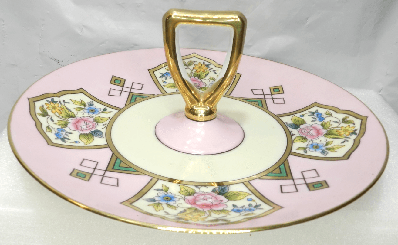Vintage Noritake Dish Lusterware Serving Tray Dish HandPainted Gold Gilt (H40J)